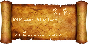 Kövesi Vladimir névjegykártya